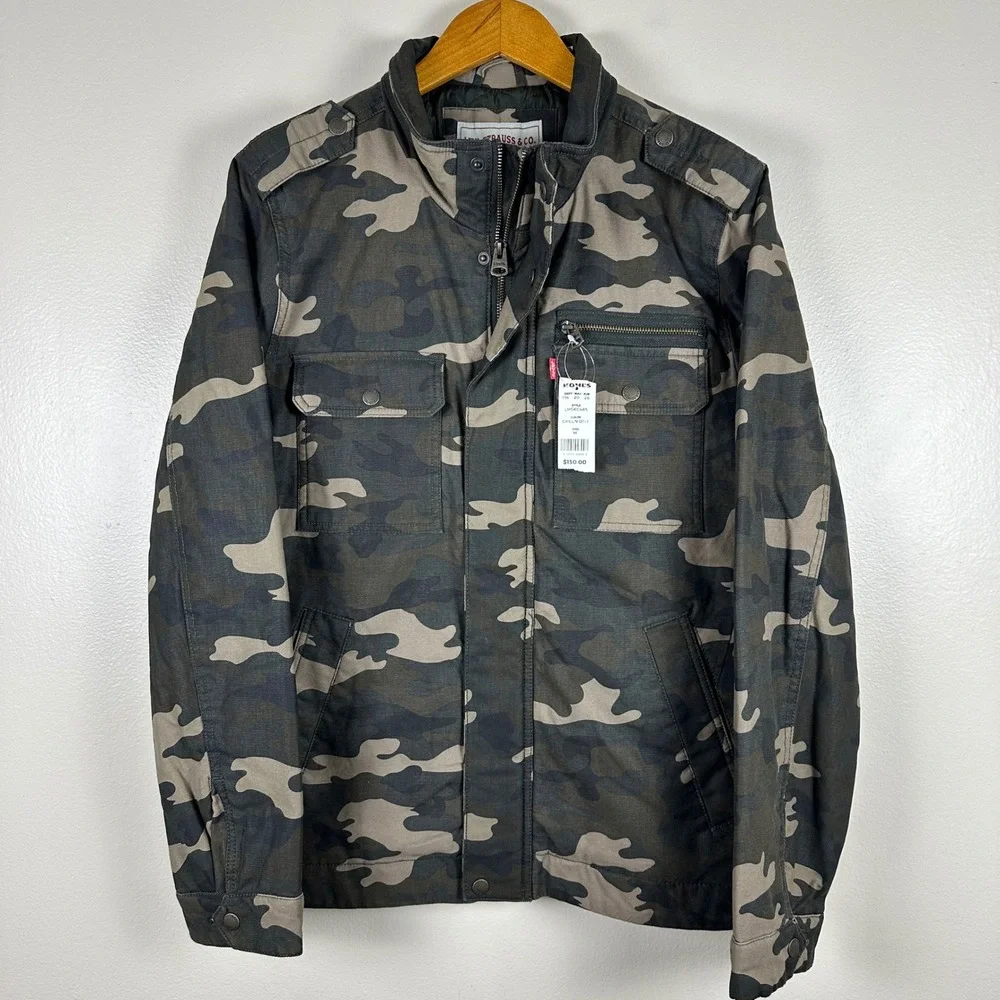 Levi's Men's Size Medium Field Jacket Green Camo Quilted Utility Coat NEW